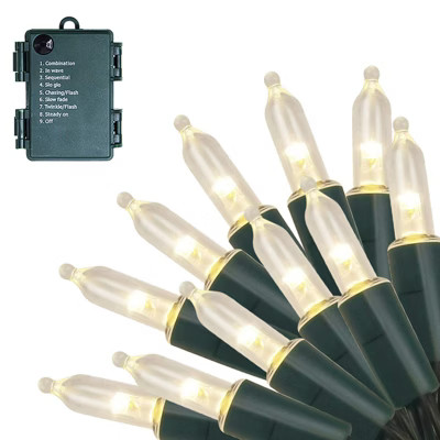 Twinkle Star 50 LED Battery Operated Christmas Lights 16 ft Mini String Lights, Waterproof with 8 Lighting Modes, Indoor Outdoor, Warm White | Target