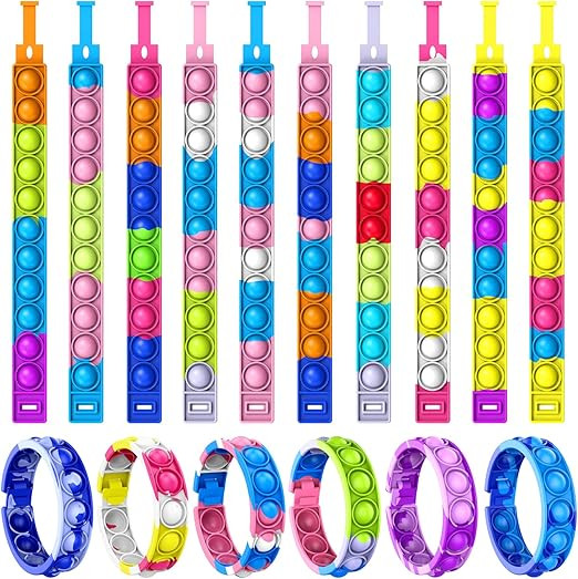 16Pcs Pop Fidget Toys Bracelet - Party Favors for Kids - Push Pop Bubble Toy Fidget Bracelet - Fi... | Amazon (US)