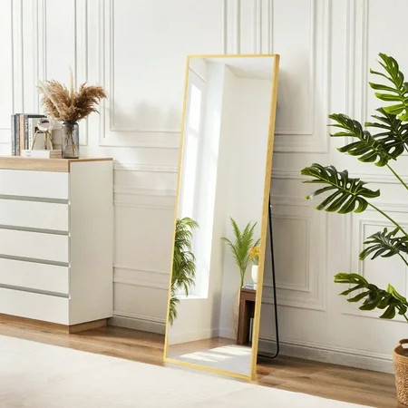 59"x16" Full Length Mirror Standing Rectangle Floor Mirrors Body Dressing Wall-Mounted Mirror, Gold | Walmart (US)