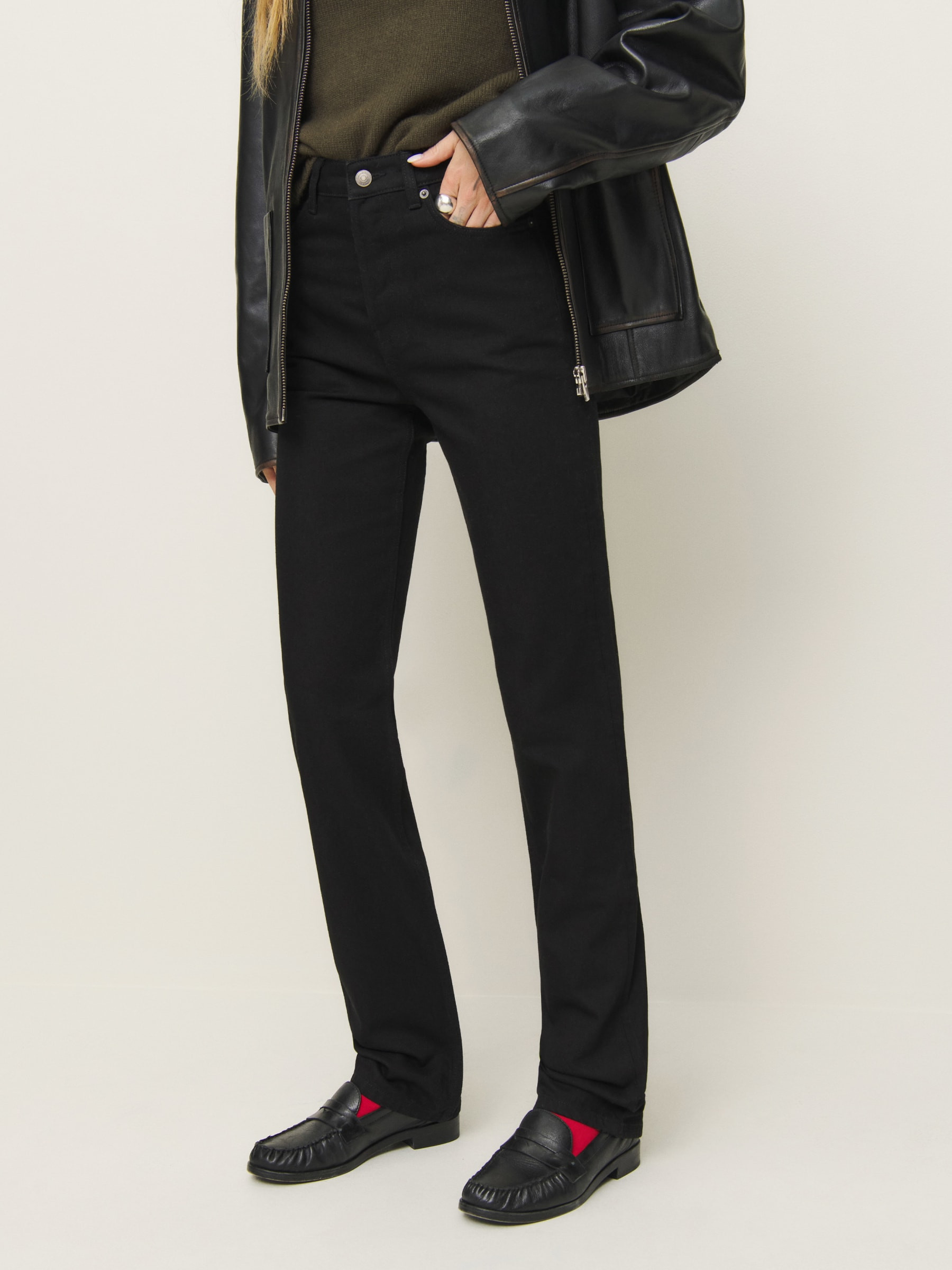 Cynthia High Rise Straight Long Jeans | Reformation (Global)