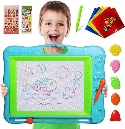 Gamenote Extra Large Magnetic Drawing Board 18×13 with Stamps & Stencils & Replacement Pen - Edu... | Amazon (US)