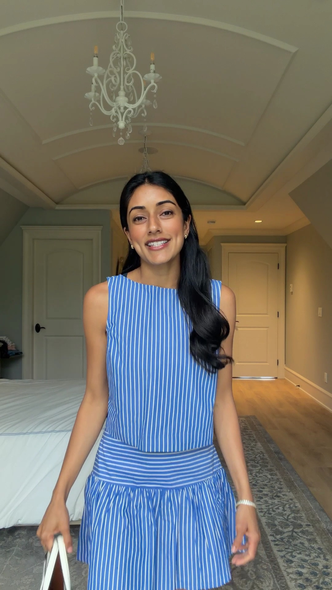 A matching set + a skort + stripes = all my favorite things ☁️  wearing a size xs in the top and skirt

#LTKsummer