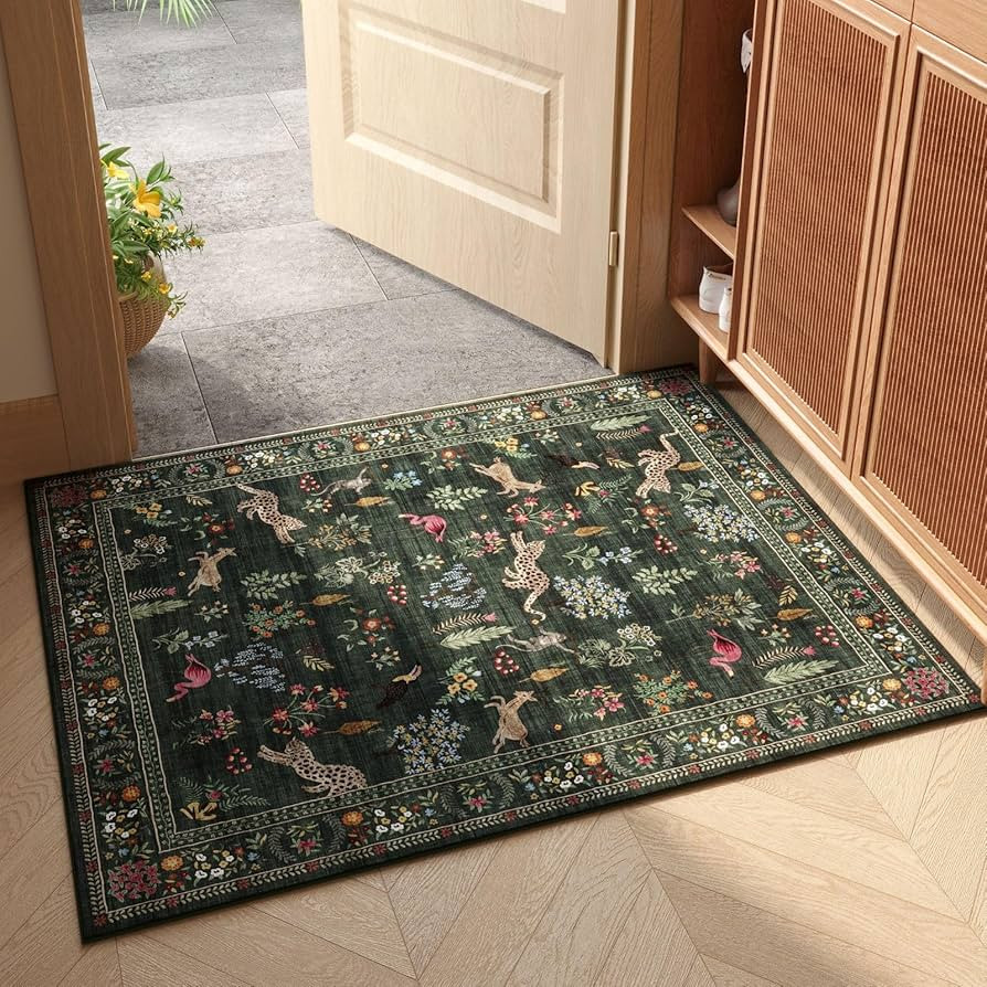 Rugcomf Door Mat Indoor Entrance 2x3 Rug Machine Washable Boho Floral Animal Small Area Rug Non-S... | Amazon (US)