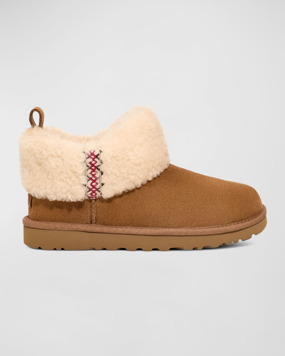 UGG Ultra Mini Braid Suede Classic Ankle Boots | Neiman Marcus