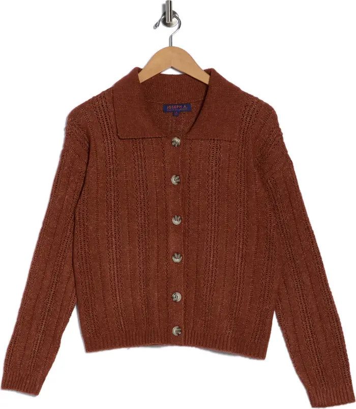 Joseph A Collared Pointelle Cardigan | Nordstromrack | Nordstrom Rack