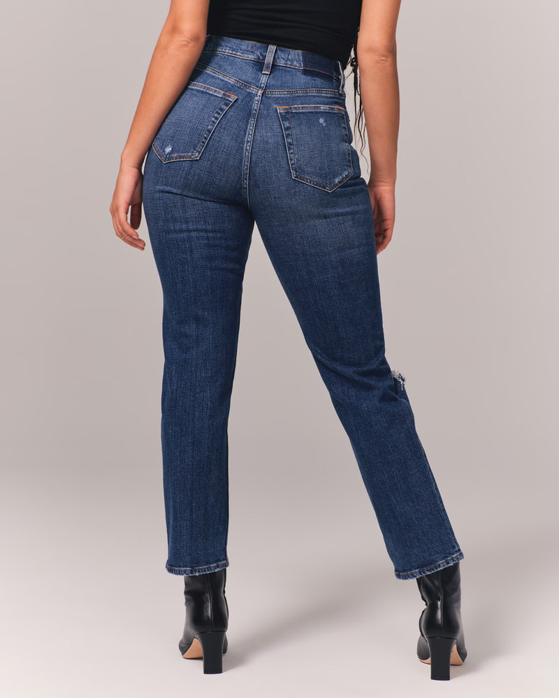 Women's Curve Love Ultra High Rise Ankle Straight Jean | Women's Bottoms | Abercrombie.com | Abercrombie & Fitch (US)