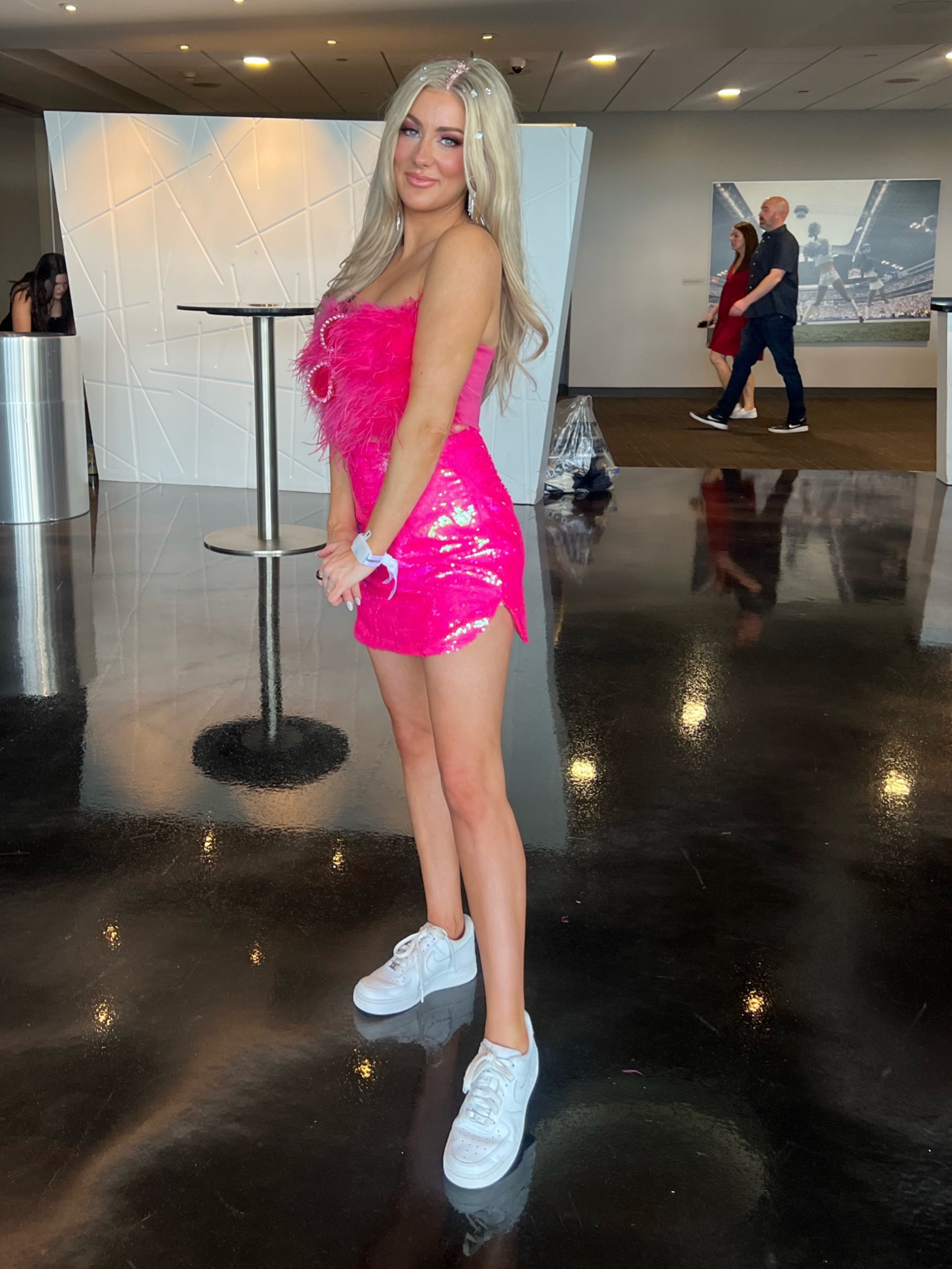 Taylor Swift eras tour concert outfit, lovers era, pink outfit, pink style, girly outfit, feather top, sequin skirt, white sneakers

#LTKFestival #LTKSeasonal #LTKstyletip