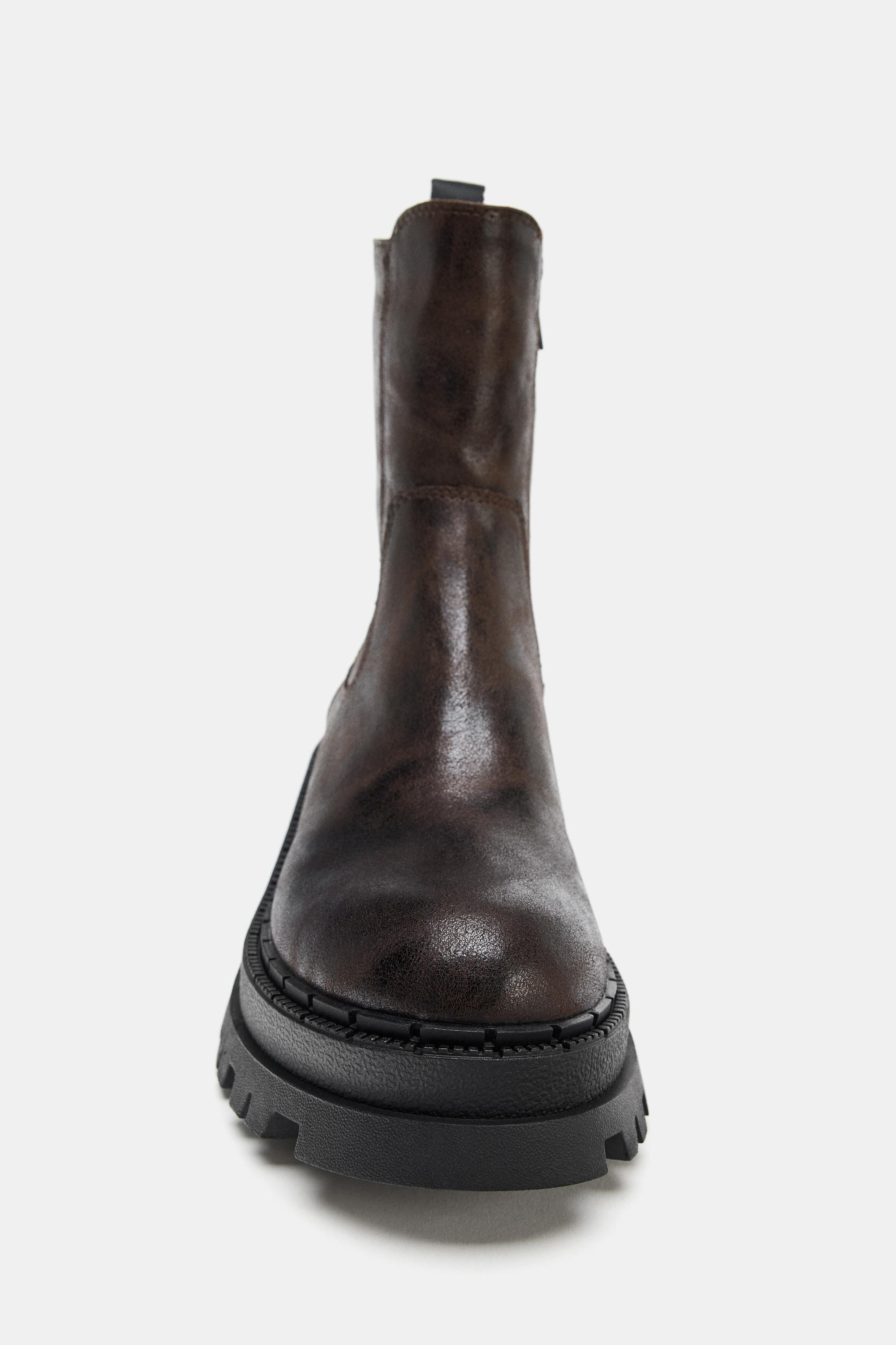 DISTRESSED-EFFECT PLATFORM ANKLE BOOTS | Zara UK