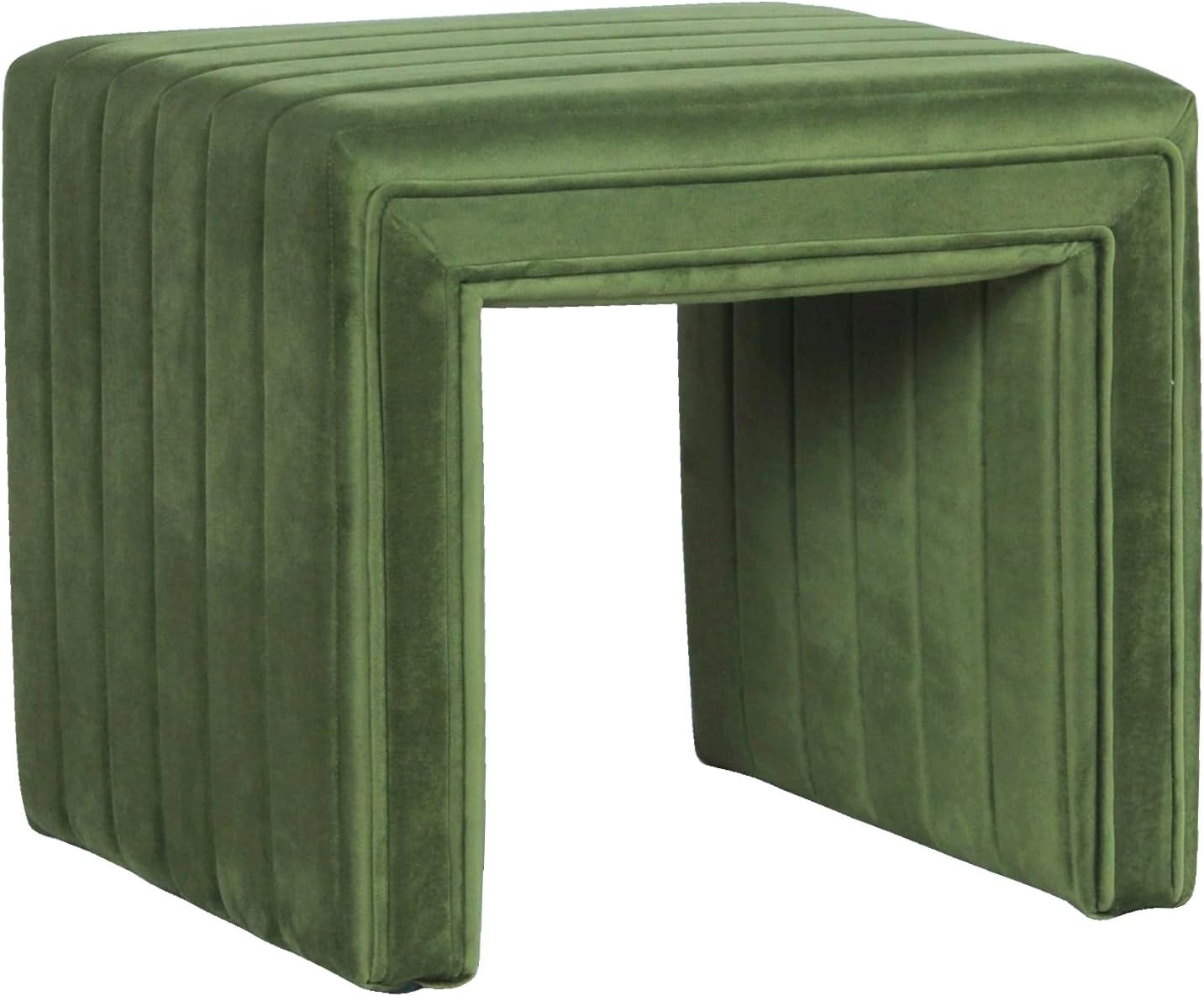 HomePop Modern Channel Tufted Velvet Ottoman Home Décor|Ottoman for Living Room & Bedroom - Gree... | Amazon (US)