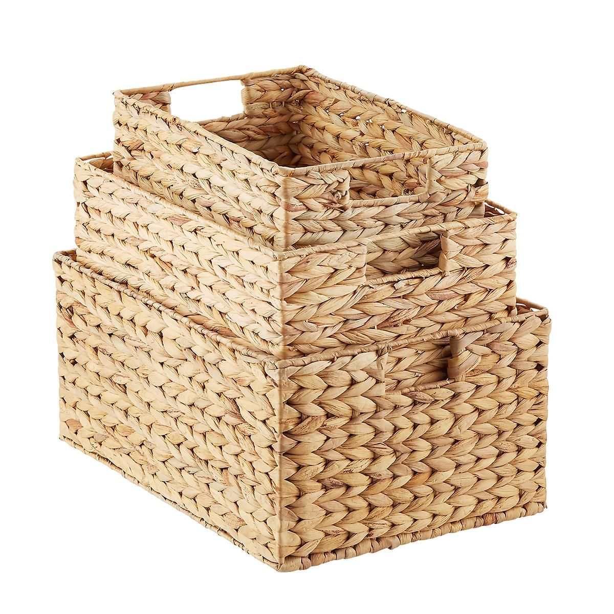 Natural Water Hyacinth Bins Set of 3 | The Container Store