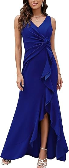 FQA Formal Evening Dresses for Women Elegant Evening Party Prom Dress Long Sexy V Neck Sleeveless... | Amazon (US)