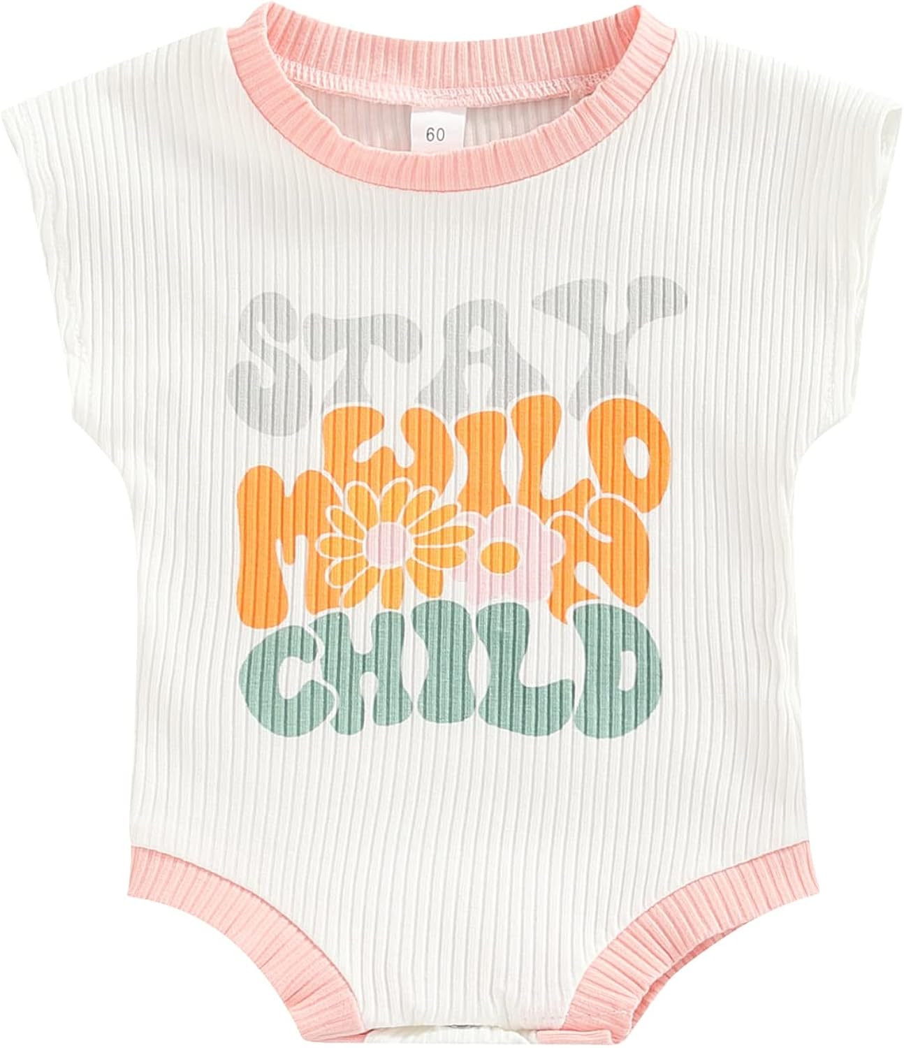 Infant Baby Girl Boy Crewneck Rompers Oversized Short Sleeve Letter Contrast Color T-Shirt Top Jumps | Amazon (US)