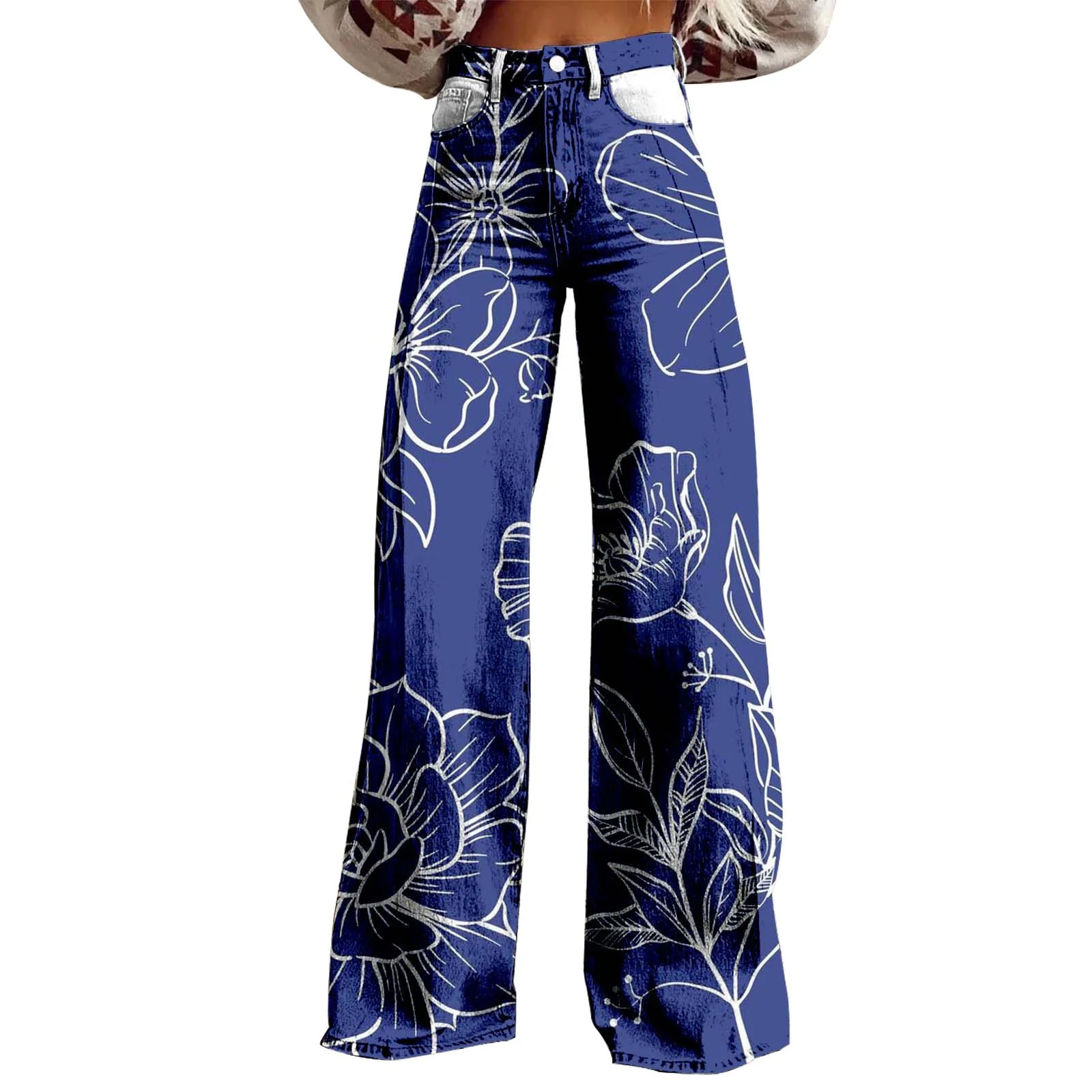 Charmgo Palazzo Pants for Women, Women's Vintage Floral Print Wide Leg Pant High Waisted Stretchy... | Walmart (US)
