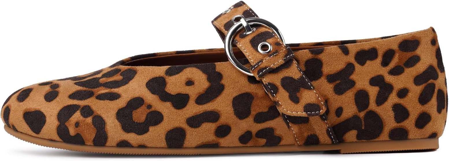 Gothictor Leopard Flats for Women Mesh Flats Ballet Flats Mary Jane Flats Women's Dress Shoes Bal... | Amazon (US)