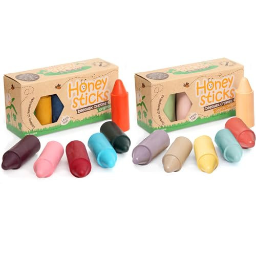 Honeysticks 100% Pure Beeswax Crayons - 12 Pack of Classic Colors PLUS a 12 Pack of NEW Pastel Colors - Non Toxic Crayons, Safe for Babies and Toddlers, For 1 Year Plus | Amazon (US)