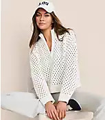 Lou & Grey Mesh Stitch Half Zip Sweater | LOFT