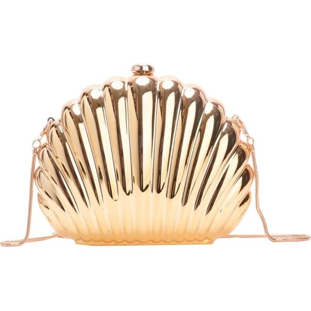 Glitter Seashell Evening Clutch Purse Mini Chain Shoulder Bag Acrylic Shell Pearl Crossbody Bag | Walmart (US)