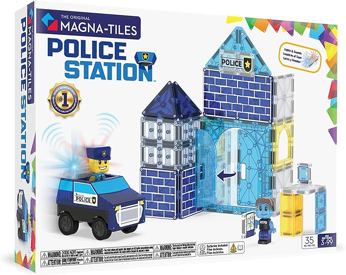 MAGNA-TILES Police Station 35-Piece Magnetic Construction Set, The Original Magnetic Building Bra... | Amazon (US)
