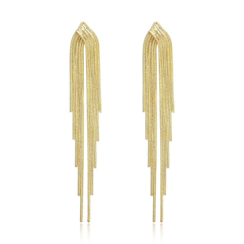 FANZE Tassel Earrings for Women Gold Long Dangle Drop Statement Fringe Earring Trendy Fashion Jew... | Amazon (US)