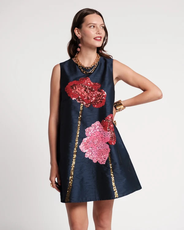 Alice Shift Dress - Navy Poppy | Frances Valentine