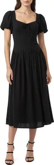 Tie Front Drop Waist Midi Dress | Nordstrom