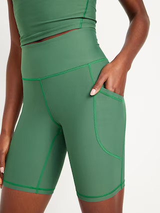 High-Waisted PowerSoft Biker Shorts -- 8-inch inseam | Old Navy | Old Navy (US)