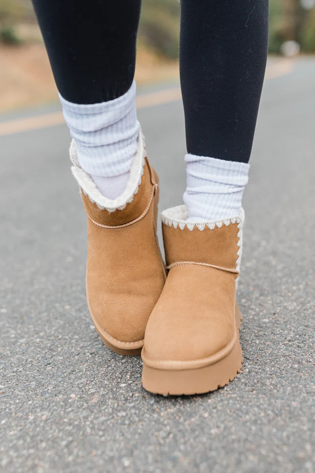 Cassie Chestnut Embroidered Mini Boots Emily Fauver X Pink Lily | Pink Lily