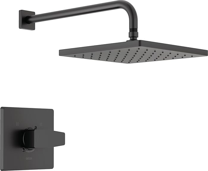 Delta Modern 14 Series Square Rain Shower Faucet Set, Matte Black Shower Head and Handle Set, Val... | Amazon (US)