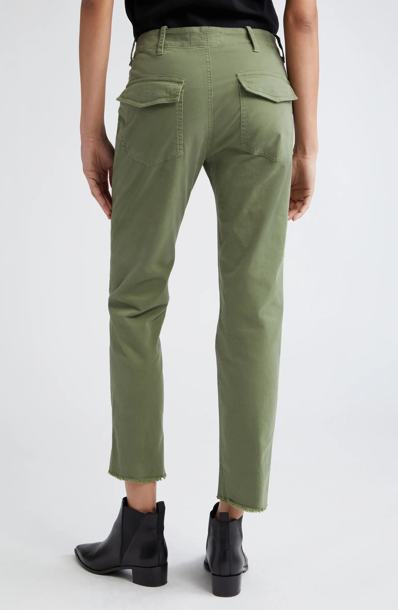 Jenna Raw Hem Crop Cotton Stretch Twill Pants | Nordstrom