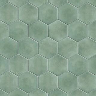 Merola Tile Matter Hex Green 7-7/8 in. x 9 in. Porcelain Floor and Wall Tile (3.8 sq. ft./Case) F... | The Home Depot