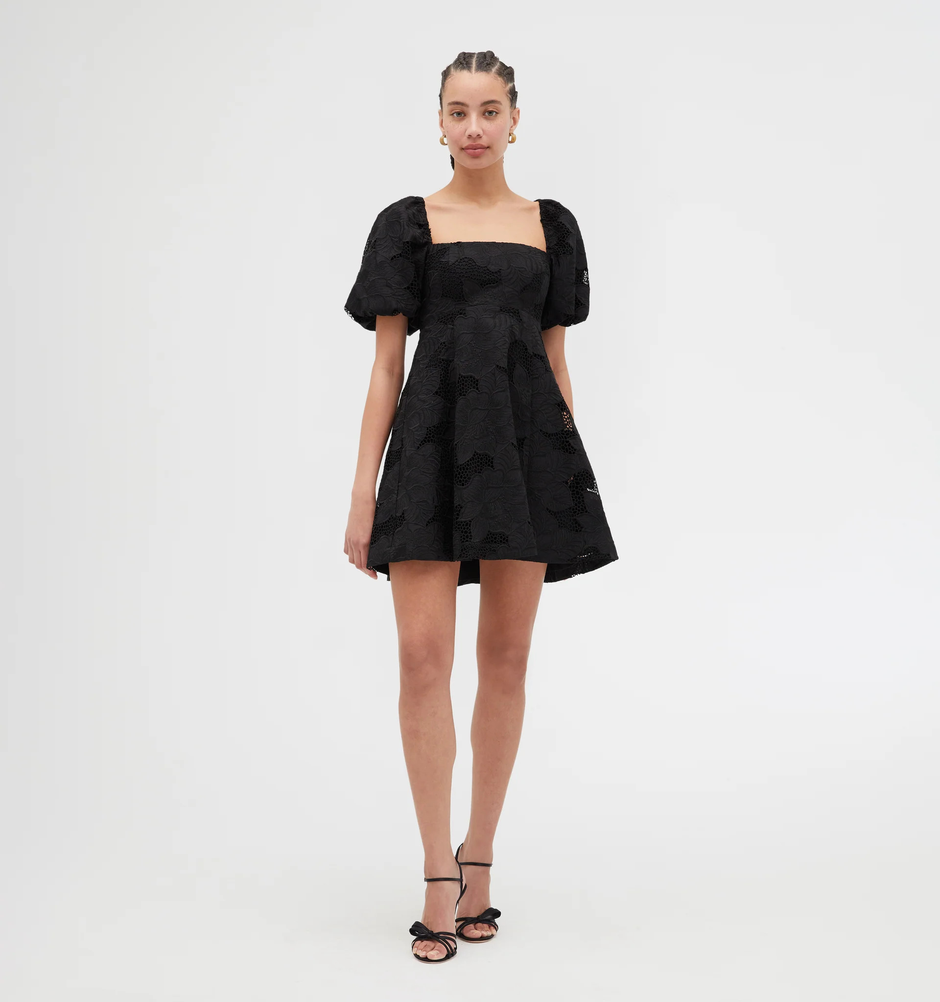 The Matilda Mini Dress - Black Floral Lace | Hill House Home