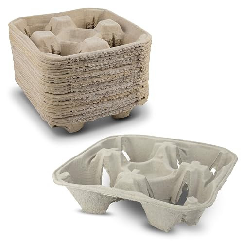 MT Products Pulp Fiber 4 Cup Drink Carrier 8-32 oz. - Drink Holder for Delivery - Pack of 25 | Amazon (US)
