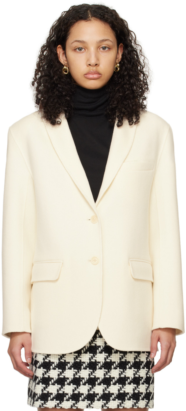 ANINE BING White Quinn Blazer | SSENSE