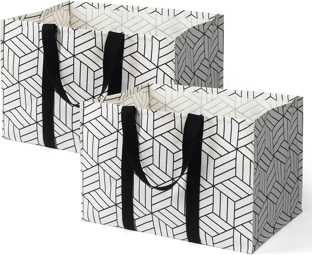 2 Pack XL Reusable Grocery Bags, Foldable Shopping Basket, Oversized Packing Bag | Amazon (US)