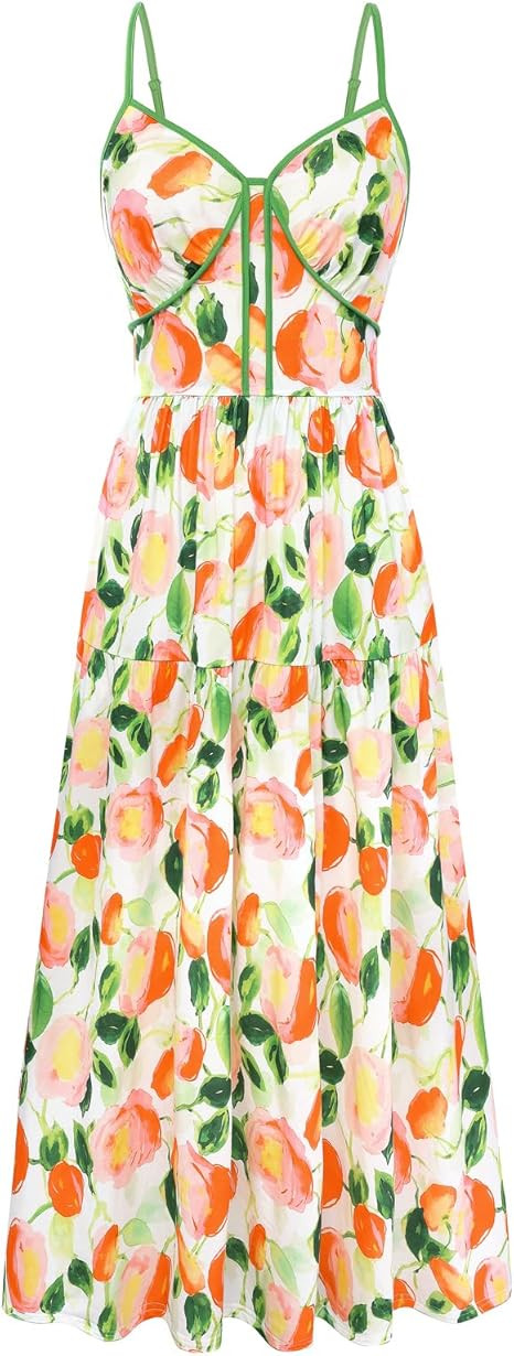 GRACE KARIN Summer Dresses for Women 2026 Beach Vacation Floral Sundresses Casual Boho Flowy Maxi... | Amazon (US)
