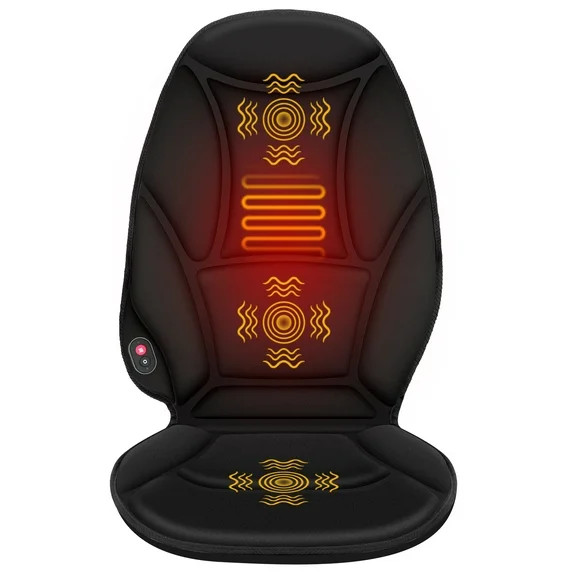 Vibration Back Massager with Heat, Seat Cushion Massager Chair Pad for Home Office Car, Black, Gi... | Walmart (US)
