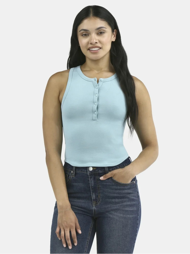 No Boundaries Seamless Henley Tank, Women's - Walmart.com | Walmart (US)