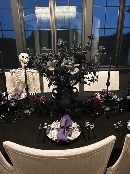 Gothic formal dining room table is finished and it turned out so amazing 😭👻💀🎃🖤🪄💀 

#LTKSeasonal #LTKSale #LTKHalloween