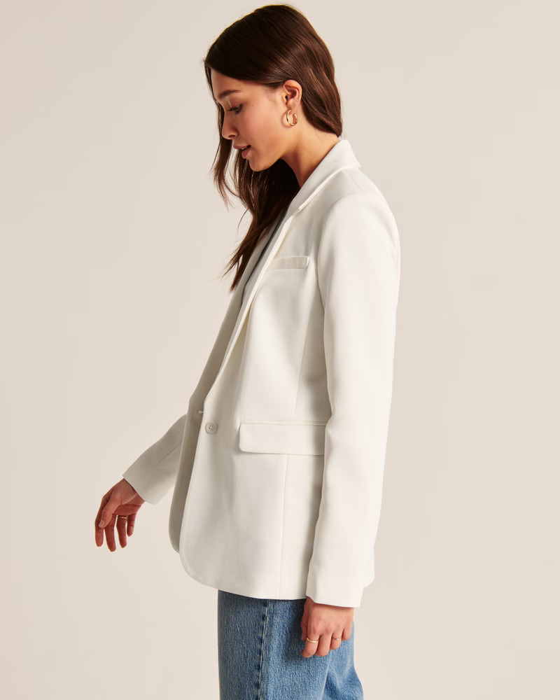 Women's Single-Breasted Blazer | Women's Matching Sets | Abercrombie.com | Abercrombie & Fitch (US)