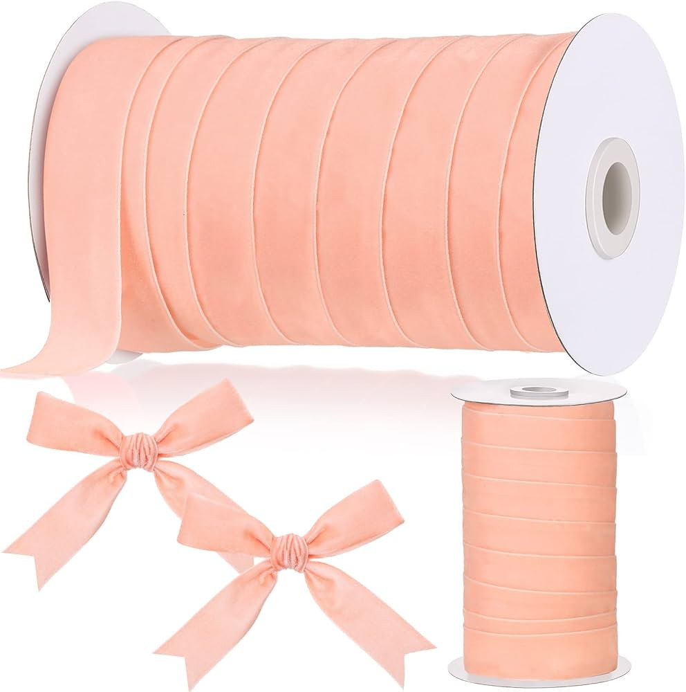 Chuangdi 1 Inch, 30 Yard Christmas Rose Gold Velvet Ribbon Wide Vintage Velvet Ribbons for Christ... | Amazon (US)