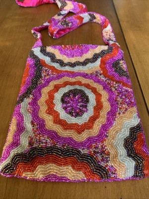 Christiana Hot Pink Beaded Designer Handbag/Purse Contemporary 21” Strap | eBay US