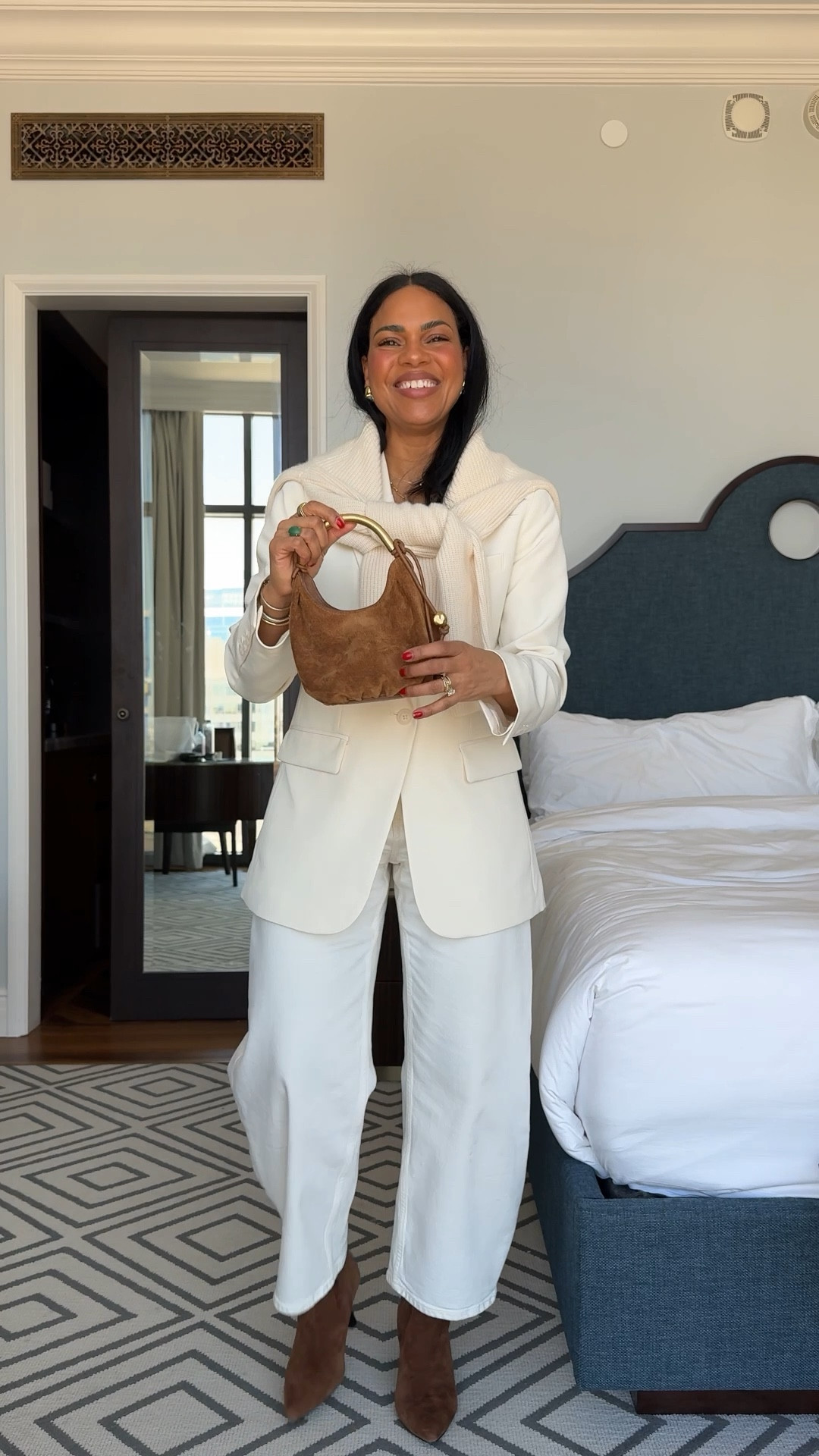 Winter Work Outfit Inspo: Barrel Jeans in Ecru (Always size up!), Walmart blazer, Cashmere sweater, Brown suede bag and Suede booties.

#LTKOver40 #LTKWatchNow #LTKStyleTip