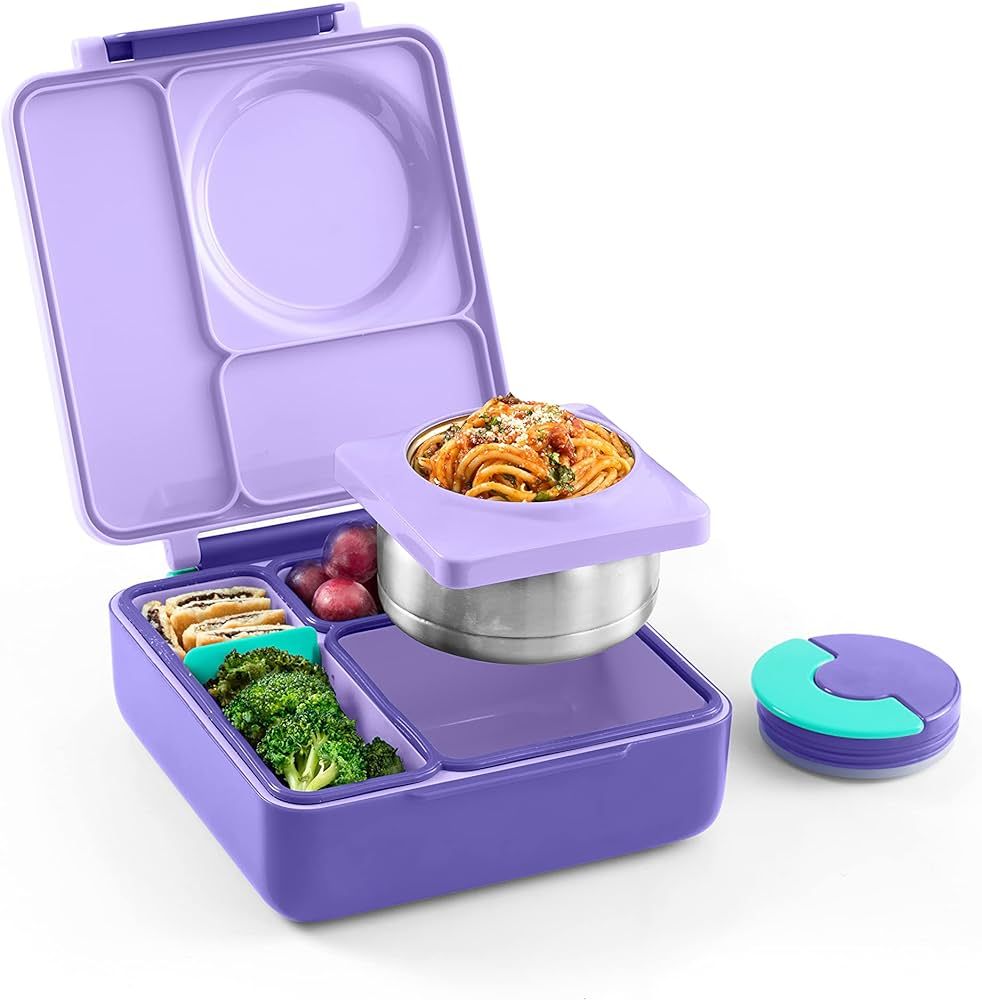 Omie OmieBox Insulated Bento Lunch Box with Leak Proof Thermos Food Jar-3 Compartments, Two Temperat | Amazon (US)