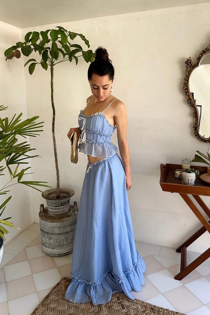 Dahlia Blue Maxi Skirt | 12th Tribe