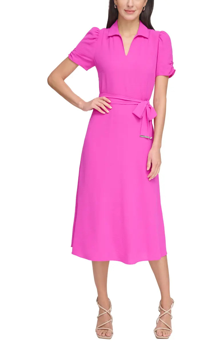 Collared Tie Waist Midi Dress | Nordstrom Rack