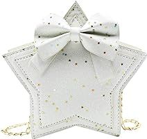 Little Girls Glitter Sequins Crossbody Purse Star-Shaped Bowknot Shoulder Bag Satchel (White) | Amazon (US)