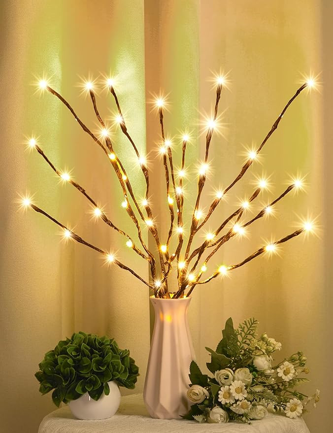 Lighted Branches for Vases Plug in - 3 Pack 24Inch 60 LED Christmas DIY Twig Pathway Lights, Arti... | Amazon (US)