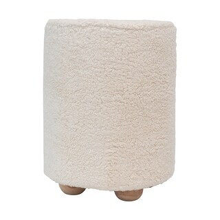 Round Cotton Sherpa Pouf with Pine Wood Feet - Bed Bath & Beyond - 34856952 | Bed Bath & Beyond