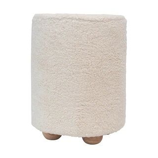 Round Cotton Sherpa Pouf with Pine Wood Feet - Bed Bath & Beyond - 34856952 | Bed Bath & Beyond