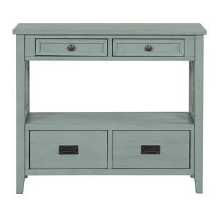 36 in. Green Rectangle Wood Console Table Sofa Side Table Cabinet with Drawer and Shelf for Entryway Kitchen Living Room | The Home Depot